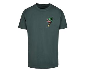 Kurzarmshirt MISTERTEE "MisterTee Herren Flamingo T-Shirt Round Neck", Herren, Gr. XL, bottlegrün, 100% Baumwolle, bedruckt, normal, Rundhals, Shirts Kurzarmshirt (39616106-XL)