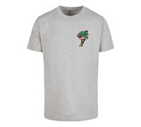Kurzarmshirt MISTERTEE "MisterTee Herren Flamingo T-Shirt Round Neck", Jungen, Gr. S, grau (erdgrau), 100% Baumwolle, bedruckt, normal, Rundhals, Shirts (97335729-S) erdgrau