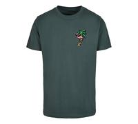 Kurzarmshirt MISTERTEE "MisterTee Herren Flamingo T-Shirt Round Neck", Jungen, Gr. S, grün (bottlegrün), 100% Baumwolle, bedruckt, normal, Rundhals, Shirts (39616106-S) bottlegrün