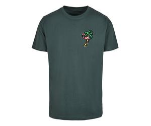 Kurzarmshirt MISTERTEE "MisterTee Herren Flamingo T-Shirt Round Neck", Jungen, Gr. XS, grün (bottlegrün), 100% Baumwolle, bedruckt, normal, Rundhals, Shirts (39616106-XS) bottlegrün