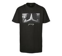 Kurzarmshirt MISTERTEE "MisterTee Herren Kids Pray Tee", Damen, Gr. 134/140, schwarz, 100% Baumwolle, unifarben, normal, Rundhals, Shirts Kurzarmshirt (17030819-134)