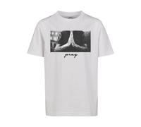 Kurzarmshirt MISTERTEE "MisterTee Herren Kids Pray Tee", Damen, Gr. 146/152, weiß, 100% Baumwolle, unifarben, normal, Rundhals, Shirts (22060064-146) weiß