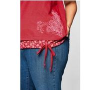 sheego Shirt in 2-in-1-Optik mit Print und Tunnelzug, rot, 52/54 mohnrot
