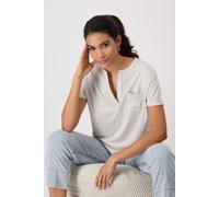 Kurzarmshirt MONARI, Damen, Gr. 36, beige (warm sand), Jersey, Obermaterial: 49% Polyester, 26% Viskose, 22% metallisierte Fasern, 3% Elasthan, clean, unifarben, regular fit normal, V-Ausschnitt, eing