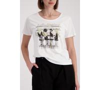 Kurzarmshirt MONARI, Damen, Gr. 46, ecru, Web, Obermaterial: 100% Baumwolle, unifarben, regular fit taillenbedeckt, Rundhals, eingesetzt abgesteppte Kante, Shirts, Regular fit mit stilvollem Print (34