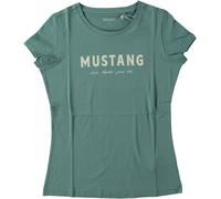 Kurzarmshirt MUSTANG "Damen Style Alexia C Logo", Damen, Gr. M, grün, Jersey, 100% Baumwolle, Shirts (25645918-M) grün