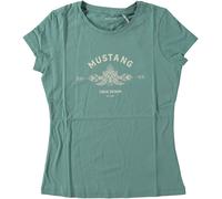 Kurzarmshirt MUSTANG "Damen Style Alexia C Logo", Damen, Gr. M, grün, Jersey, 100% Baumwolle, Shirts (67710366-M) grün