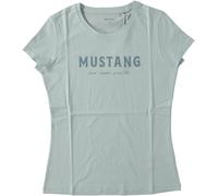 Kurzarmshirt MUSTANG "Damen Style Alexia C Logo", Damen, Gr. S, blau, Jersey, 100% Baumwolle, Shirts (73200063-S) blau