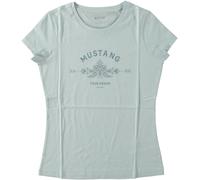 Kurzarmshirt MUSTANG "Damen Style Alexia C Logo", Damen, Gr. XL, blau, Jersey, 100% Baumwolle, Shirts (63703947-XL) blau