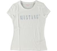 Kurzarmshirt MUSTANG "Damen Style Alexia C Logo", Damen, Gr. XL, weiß, Jersey, 100% Baumwolle, Shirts (72103413-XL) weiß