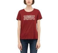 Kurzarmshirt MUSTANG "Damen Style Alma", Damen, Gr. L, rot (dunkelrot), Jersey, 100% Baumwolle, Rundhals, Shirts (86144520-L) dunkelrot