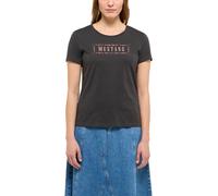 Kurzarmshirt MUSTANG "Damen Style Alma", Damen, Gr. L, schwarz, Jersey, 100% Baumwolle, Rundhals, Shirts Kurzarmshirt (61847230-L)