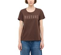 Kurzarmshirt MUSTANG "Damen Style Alma", Damen, Gr. M, braun (dunkelbraun), Jersey, 100% Baumwolle, Rundhals, Shirts (79314313-M) dunkelbraun