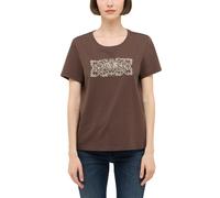Kurzarmshirt MUSTANG "Damen Style Alma", Damen, Gr. M, braun (dunkelbraun), Jersey, 100% Baumwolle, Rundhals, Shirts (91170218-M) dunkelbraun