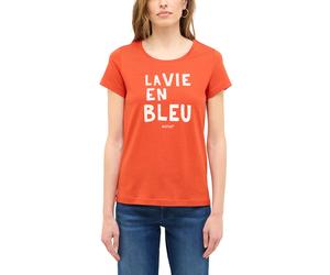 Kurzarmshirt MUSTANG "Damen Style Alma", Damen, Gr. S, rot, Jersey, 100% Baumwolle, Rundhals, Shirts (20442162-S) rot