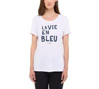 Kurzarmshirt MUSTANG "Damen Style Alma", Damen, Gr. S, weiß, Jersey, 100% Baumwolle, Rundhals, Shirts (15468606-S) weiß