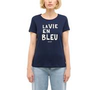 Kurzarmshirt MUSTANG "Damen Style Alma", Damen, Gr. XL, blau (dunkelblau), Jersey, 100% Baumwolle, Rundhals, Shirts (81265820-XL) dunkelblau