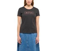 Kurzarmshirt MUSTANG "Damen Style Alma", Damen, Gr. XL, schwarz, Jersey, 100% Baumwolle, Rundhals, Shirts Kurzarmshirt (61847230-XL)