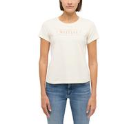 Kurzarmshirt MUSTANG "Damen Style Alma", Damen, Gr. XS, sanftes weiß, Jersey, 100% Baumwolle, Rundhals, Shirts Kurzarmshirt (67007040-XS)