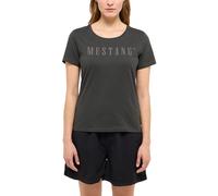 Kurzarmshirt MUSTANG "Damen Style Alma", Damen, Gr. XS, schwarz, Jersey, 100% Baumwolle, Rundhals, Shirts Kurzarmshirt (20665504-XS)