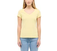 Kurzarmshirt MUSTANG "Damen Style Beverly", Damen, Gr. S, gelb (hellgelb), Jersey, 100% Baumwolle, V-Ausschnitt, Shirts (16127221-S) hellgelb