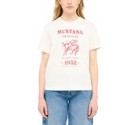Kurzarmshirt MUSTANG "Damen Style Floris", Damen, Gr. L, weiß (sanftes weiß), Jersey, 100% Baumwolle, Rundhals, Shirts Kurzarmshirt (78167019-L)