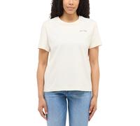 Kurzarmshirt MUSTANG "Damen Style Floris", Damen, Gr. M, sanftes weiß, Jersey, 100% Baumwolle, Rundhals, Shirts (89035463-M) sanftes weiß
