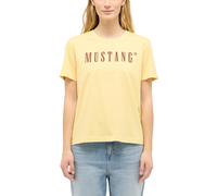 Kurzarmshirt MUSTANG "Damen Style Floris", Damen, Gr. S, hellgelb, Jersey, 100% Baumwolle, Rundhals, Shirts (41172802-S) hellgelb