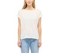 Kurzarmshirt MUSTANG "Damen Style Lesley", Damen, Gr. M, sanftes weiß, Jersey, 50% Lyocell, 50% Baumwolle, Rundhals, Shirts (10479001-M) sanftes weiß