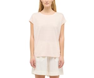 Kurzarmshirt MUSTANG "Damen Style Lesley", Damen, Gr. M, sanftes weiß, Jersey, 50% Lyocell, 50% Baumwolle, Rundhals, Shirts (82578806-M) sanftes weiß
