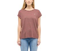Kurzarmshirt MUSTANG "Damen Style Lesley", Damen, Gr. S, braun (weinrot), Jersey, 50% Lyocell, 50% Baumwolle, Rundhals, Shirts (54348737-S) weinrot