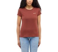 Kurzarmshirt MUSTANG "Damen Style Loa", Damen, Gr. S, braun (weinrot), Jersey, 100% Baumwolle, Rundhals, Shirts (16211754-S) weinrot