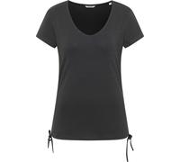 Kurzarmshirt MUSTANG "Damen Style Mexia", Damen, Gr. L, schwarz, Strick, 47% Baumwolle, 47% Modal, 6% Elasthan, V-Ausschnitt, Shirts Kurzarmshirt (99826331-L)