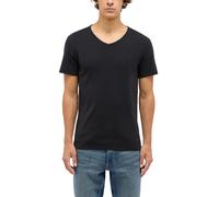 Kurzarmshirt MUSTANG "Herren Style Amado", Herren, Gr. M, schwarz, 100% Baumwolle, V-Ausschnitt, Shirts Kurzarmshirt (25203750-M)