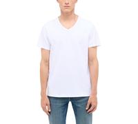 Kurzarmshirt MUSTANG "Herren Style Amado", Herren, Gr. M, weiß, Jersey, 95% Baumwolle, 5% Elasthan, V-Ausschnitt, Shirts (67628734-M) weiß