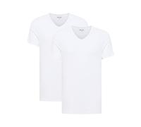 Kurzarmshirt MUSTANG "Herren Style Amado", Herren, Gr. XXL, weiß, Jersey, 95% Baumwolle, 5% Elasthan, V-Ausschnitt, Shirts (67628734-XXL) weiß