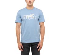 Kurzarmshirt MUSTANG "Herren Style Austin", Herren, Gr. L, blau (hellblau), Jersey, 100% Baumwolle, Rundhals, Shirts (10059229-L) hellblau
