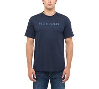 Kurzarmshirt MUSTANG "Herren Style Austin", Herren, Gr. L, blau (navy), Jersey, 100% Baumwolle, Rundhals, Shirts (44989310-L) navy