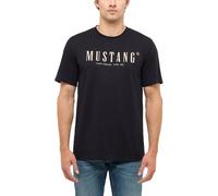 Kurzarmshirt MUSTANG "Herren Style Austin", Herren, Gr. L, schwarz, Jersey, 100% Baumwolle, Rundhals, Shirts (92023122-L) schwarz