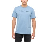 Kurzarmshirt MUSTANG "Herren Style Austin", Herren, Gr. M, blau (hellblau), Jersey, 100% Baumwolle, Rundhals, Shirts (10646960-M) hellblau