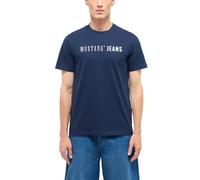 Kurzarmshirt MUSTANG "Herren Style Austin", Herren, Gr. M, blau (navy), Jersey, 100% Baumwolle, Rundhals, Shirts (95211622-M) navy