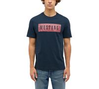 Kurzarmshirt MUSTANG "Herren Style Austin", Herren, Gr. M, blau (navy), Jersey, 100% Baumwolle, Rundhals, Shirts (10204630-M) navy