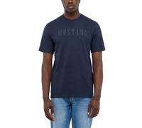 Kurzarmshirt MUSTANG "Herren Style Austin", Herren, Gr. M, blau (navy), Jersey, 100% Baumwolle, Rundhals, Shirts (77393847-M) navy