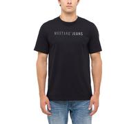 Kurzarmshirt MUSTANG "Herren Style Austin", Herren, Gr. M, schwarz, Jersey, 100% Baumwolle, Rundhals, Shirts (43687608-M) schwarz