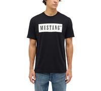 Kurzarmshirt MUSTANG "Herren Style Austin", Herren, Gr. M, schwarz, Jersey, 100% Baumwolle, Rundhals, Shirts (50145817-M) schwarz