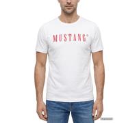 MUSTANG Herren T-Shirt - Austin, Big Logo, Bio-Baumwolle, Single Jersey Reinweiß / M M Weiß