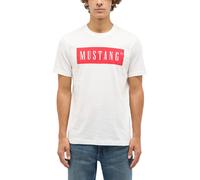 Kurzarmshirt MUSTANG "Herren Style Austin", Herren, Gr. S, weiß (sanftes weiß), Jersey, 100% Baumwolle, Rundhals, Shirts (66720559-S) sanftes weiß