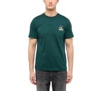 Kurzarmshirt MUSTANG "Style Austin", Herren, Gr. L, grün (pine grove), Jersey, Obermaterial: 100% Baumwolle, bedruckt, regular fit hüftbedeckend, Rundhals, abgesteppte Kante, Shirts, Markenprint (7352