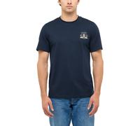 Kurzarmshirt MUSTANG "Style Austin", Herren, Gr. XXL, blau (schwarz saphire), Jersey, Obermaterial: 100% Baumwolle, bedruckt, regular fit hüftbedeckend, Rundhals, abgesteppte Kante, Shirts, Markenprin