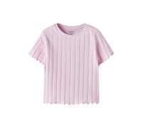 Kurzarmshirt NAME IT "NKFNORALINA SS CROP TOP NOOS", Mädchen, Gr. 134/140, pirouette, Jersey, Obermaterial: 95% Baumwolle, 5% Elasthan, unifarben, regular fit normal, Rundhals, gewellter Abschluss, Sh
